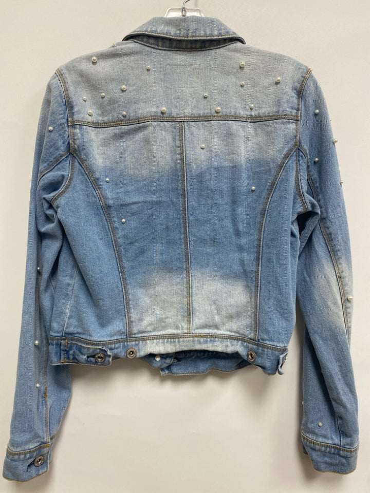 Jessica Simpson SIZE M Pale Blue Pearl Button Up Denim Girl&