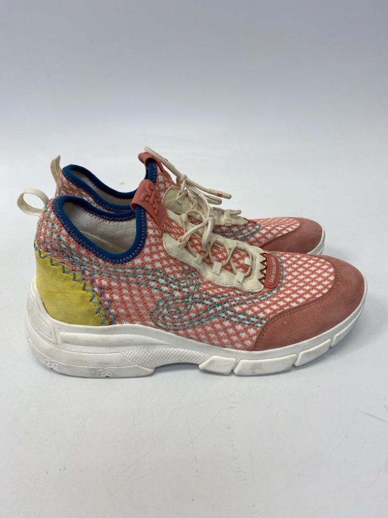 Sam Edelman  Size 7.5 Pink Blue/Green Stitching Sneakers