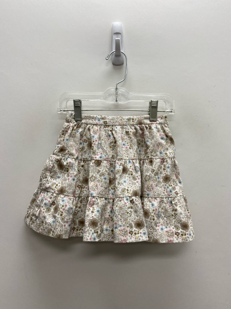 SIZE 2 White/Brown Pink/Blue Floral Corduroy Girl&