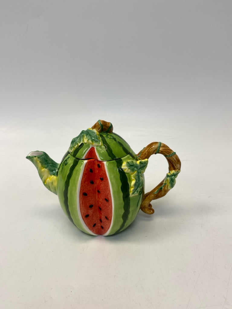 Green Red Watermelons Tea Pot