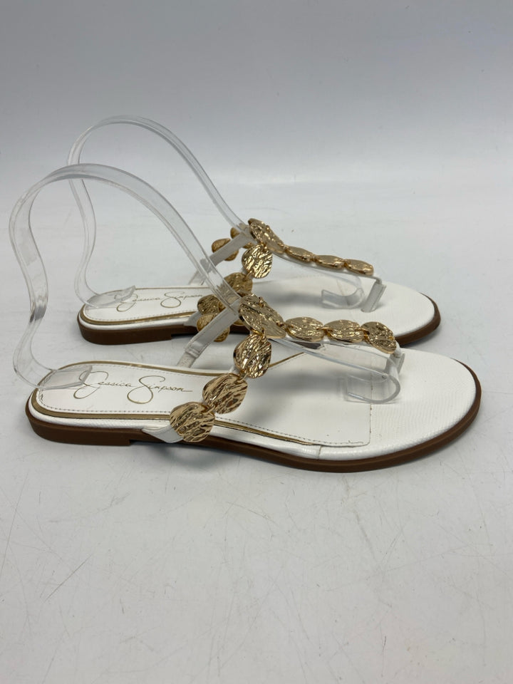Jessica Simpson  Size 8 White Gold Accent(s) Sandals