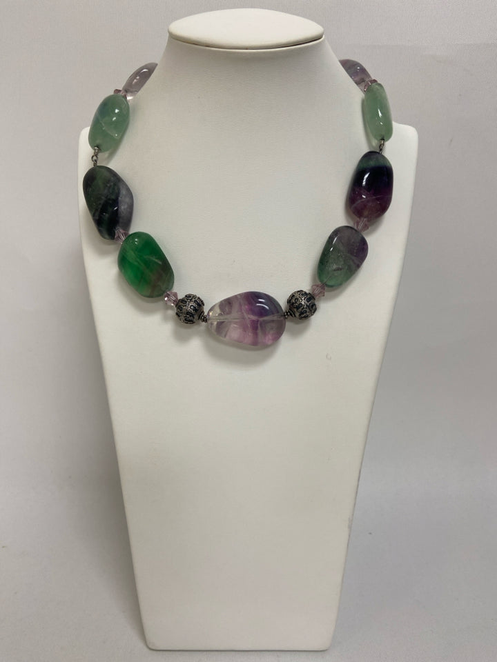 Purple Green Stones Necklace