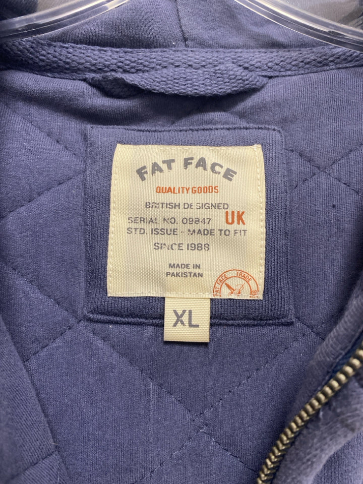FAT FACE Size XL Blue Hooded Zip Down Men&