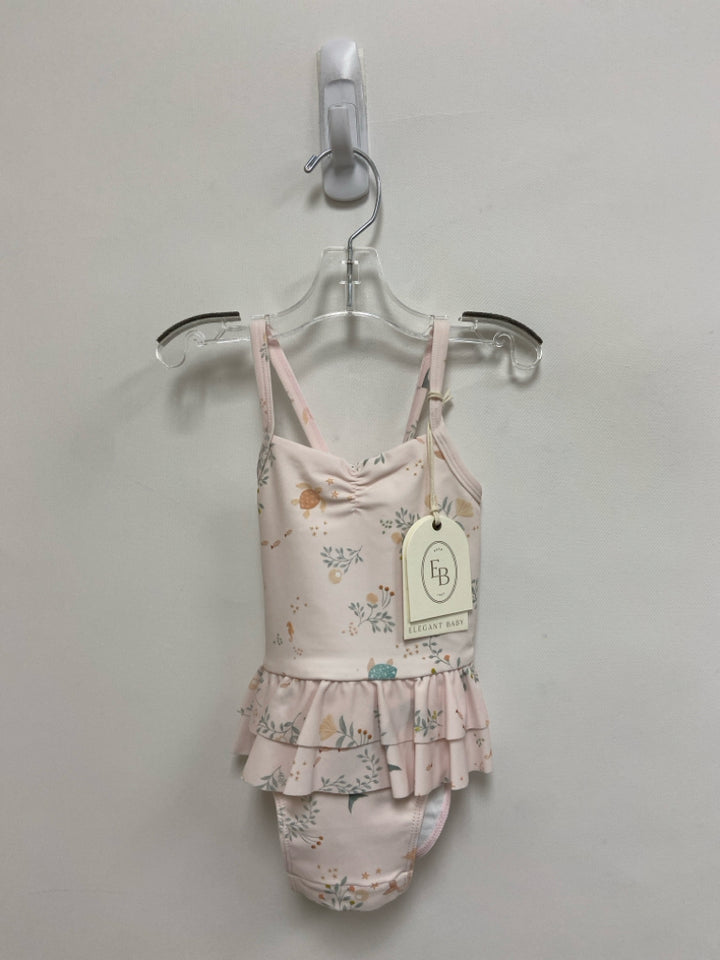 NWT ELEGANT BABY SIZE 6-9M Pale Pink Green Flowers Girl&