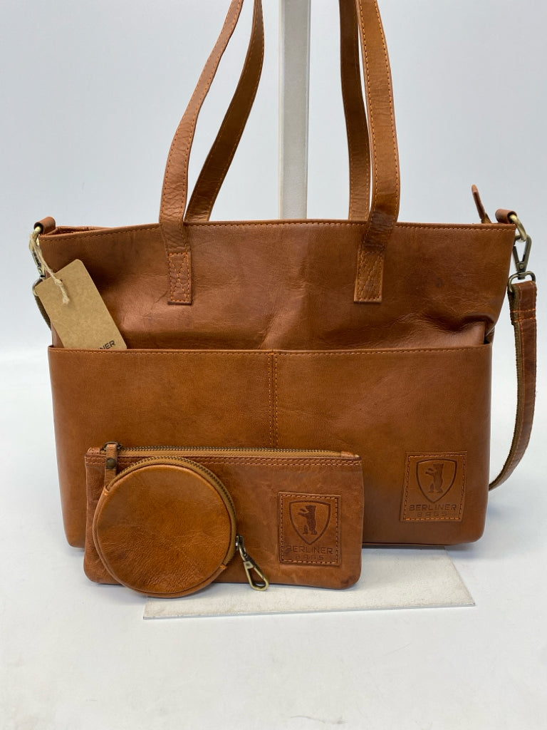 NWT Berliner Bags Brown Leather Tote Bag