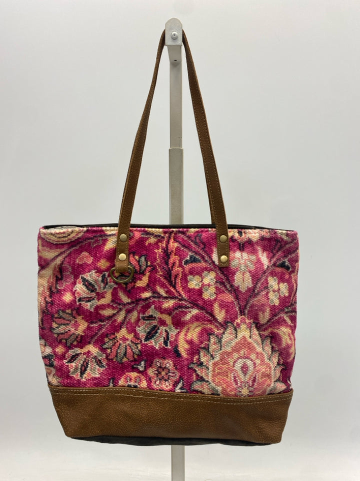 Myra Bag Pink Gray/Brown Flower(s) Handbag