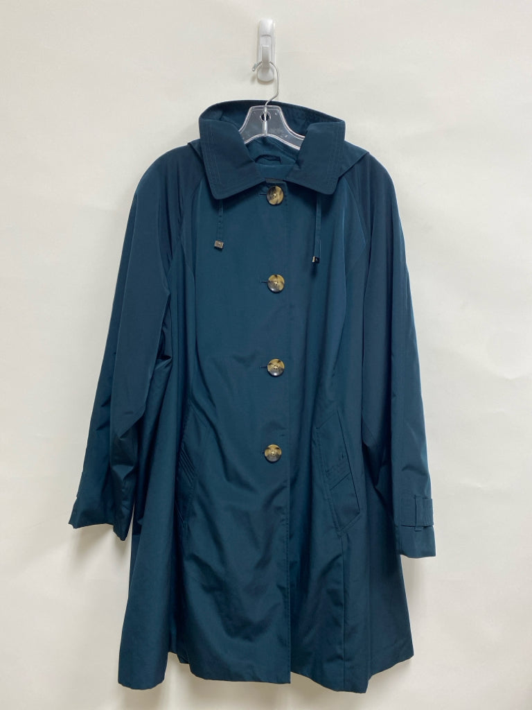 London Fog Size 2X Dark Turquiose Hooded Button Up Lined Plus Size Jacket