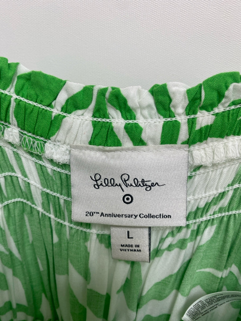 LILLY PULITZER Size L Green White Sleeveless Ladies Jumpsuit