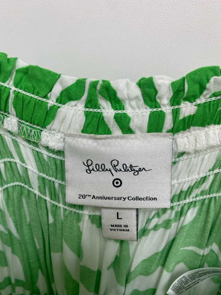 LILLY PULITZER Size L Green White Sleeveless Ladies Jumpsuit