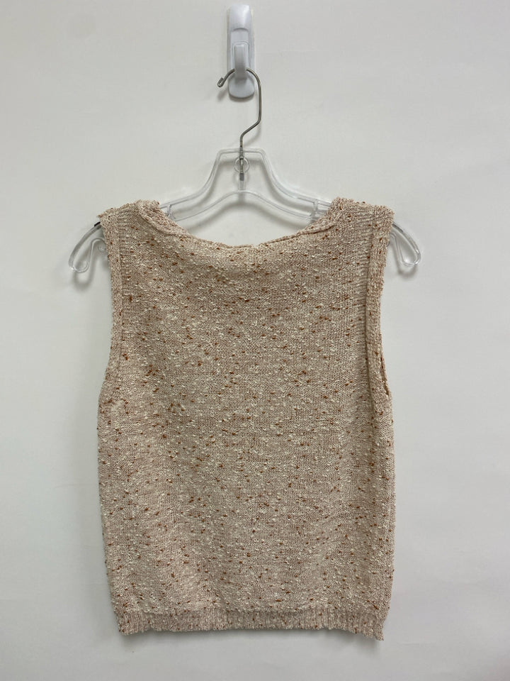 NWT Hem &amp; Thread Size L Cream Brown Speckles Sleeveless Ladies Sweater