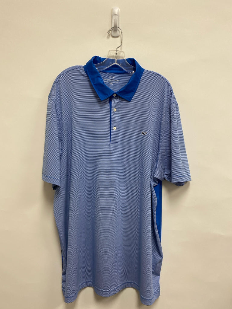 Vineyard Vines Size 2X Blue/White Striped Polo Men&