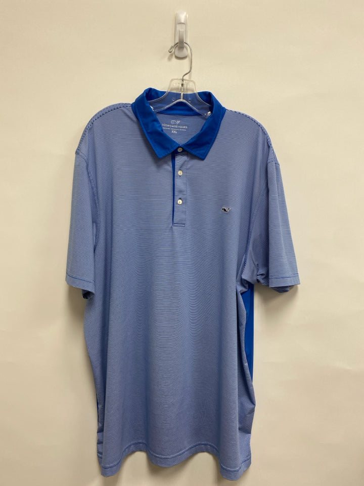 Vineyard Vines Size 2X Blue/White Striped Polo Men&