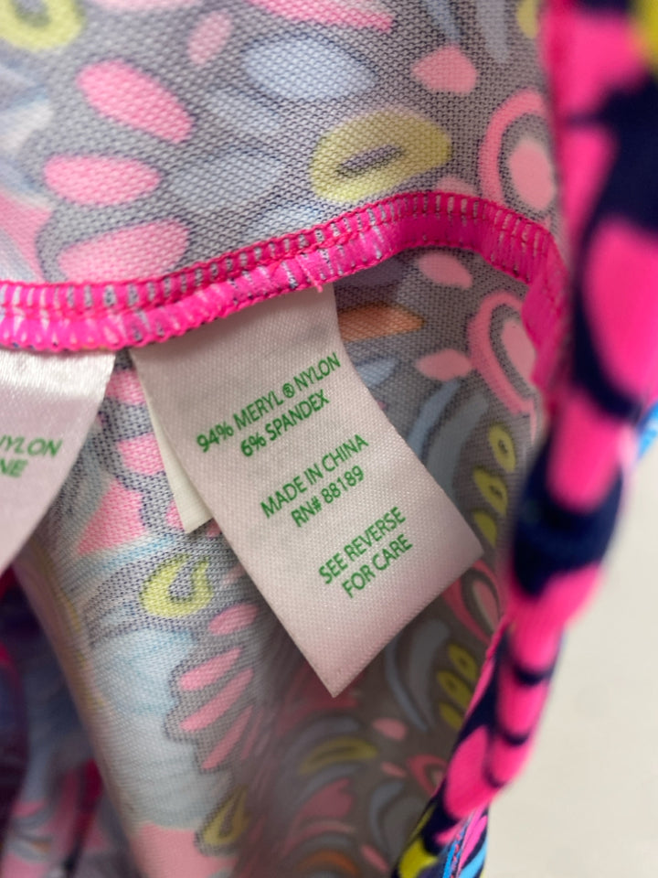 LILLY PULITZER Size XXS Neon Pink Navy/Blue V Neck Ladies Dress