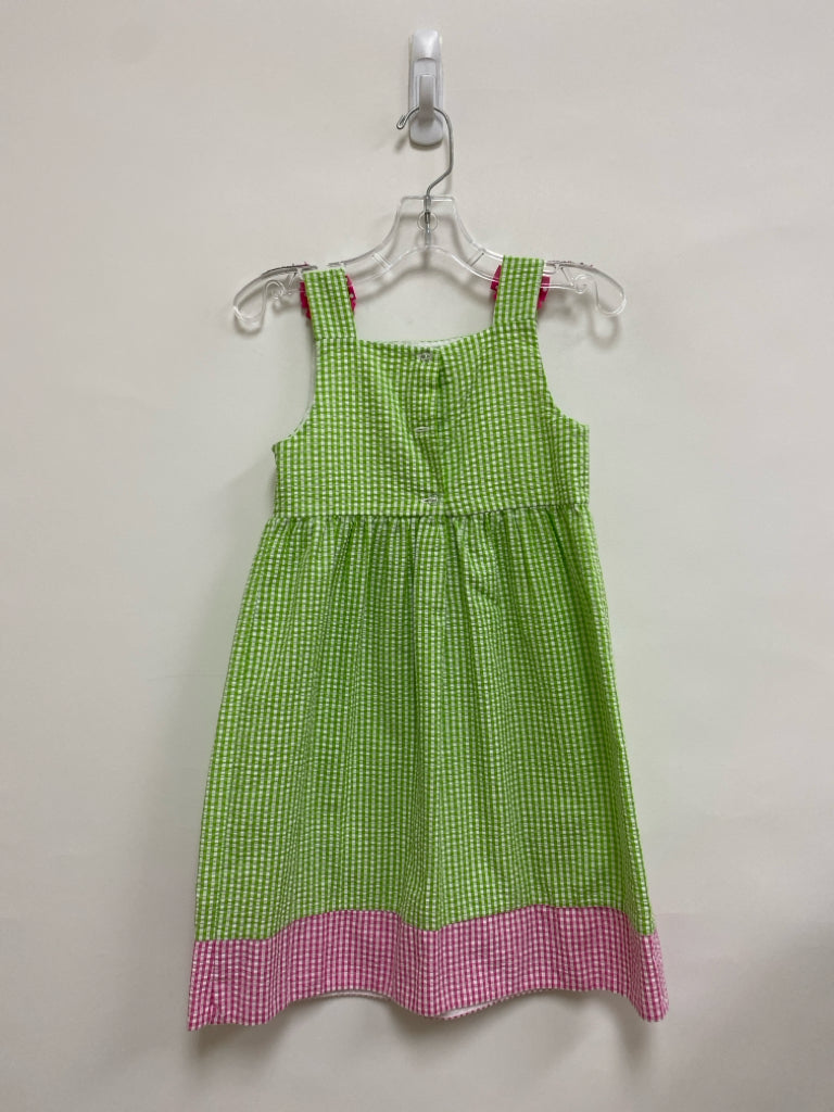 SIZE 6 White/Green Stripes Sleeveless Seersucker Girl&