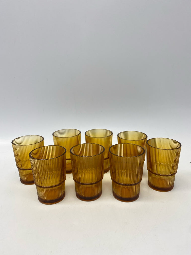 Amber Ribbed Glassware