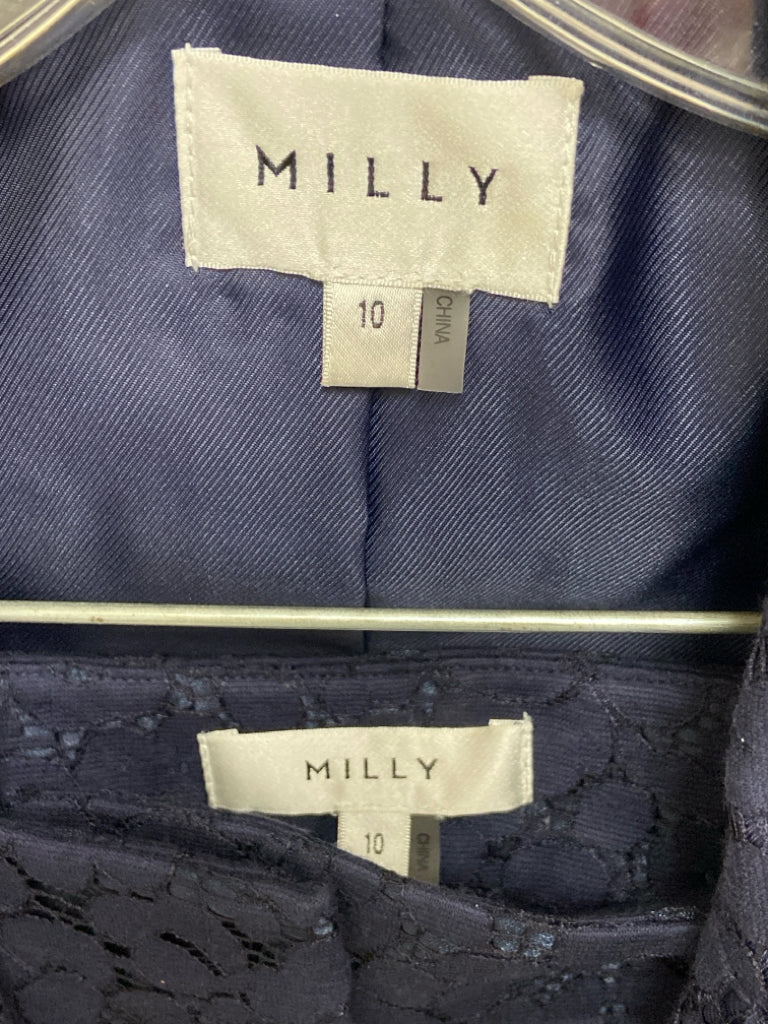 MILLY Size 10 Navy Lace Ladies 2pc Pant Set