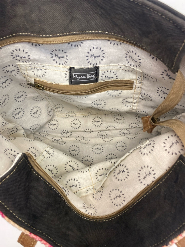 Myra Bag Pink Gray/Brown Flower(s) Handbag