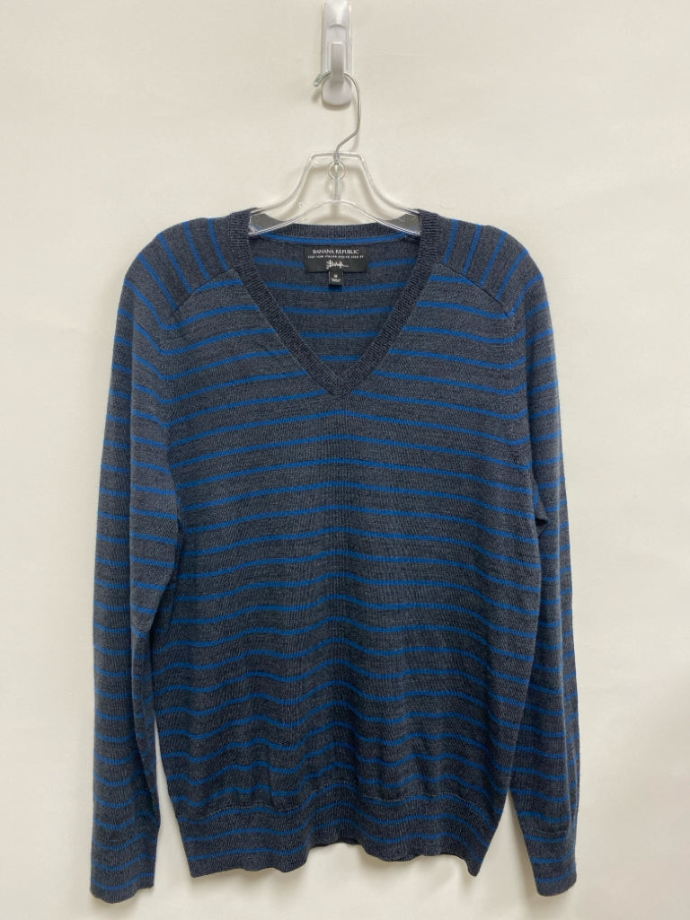 Banana Republic Size M Charcoal Blue Stripes Men&