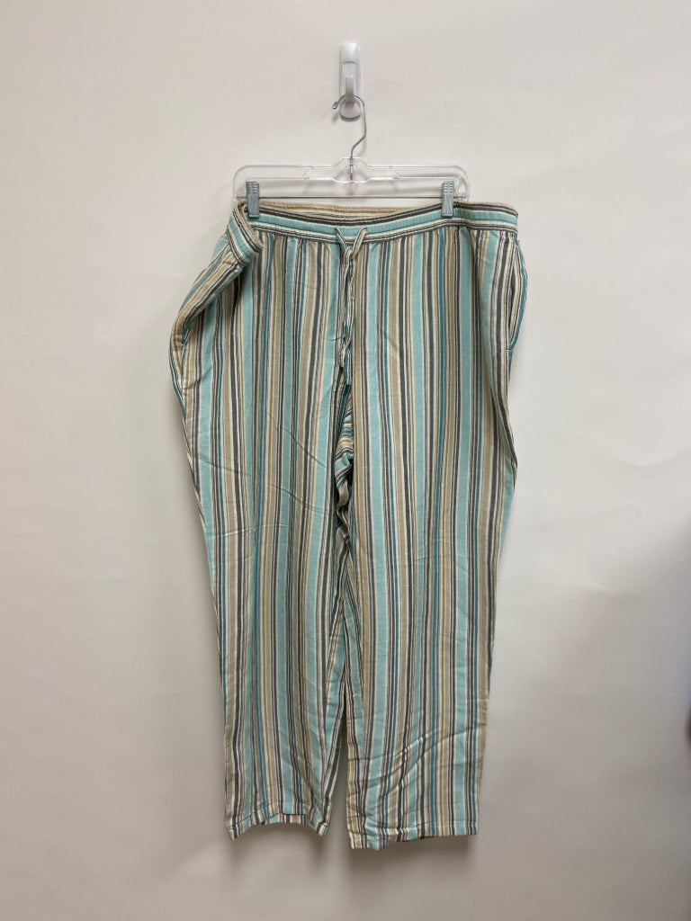 J Jill  SIZE  2X Cream/Gray Aqua/Gold Stripes Pull-on Plus Size Pants
