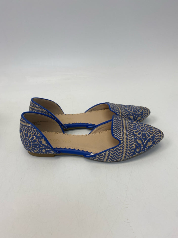 Size 8.5 Cream Blue Flats