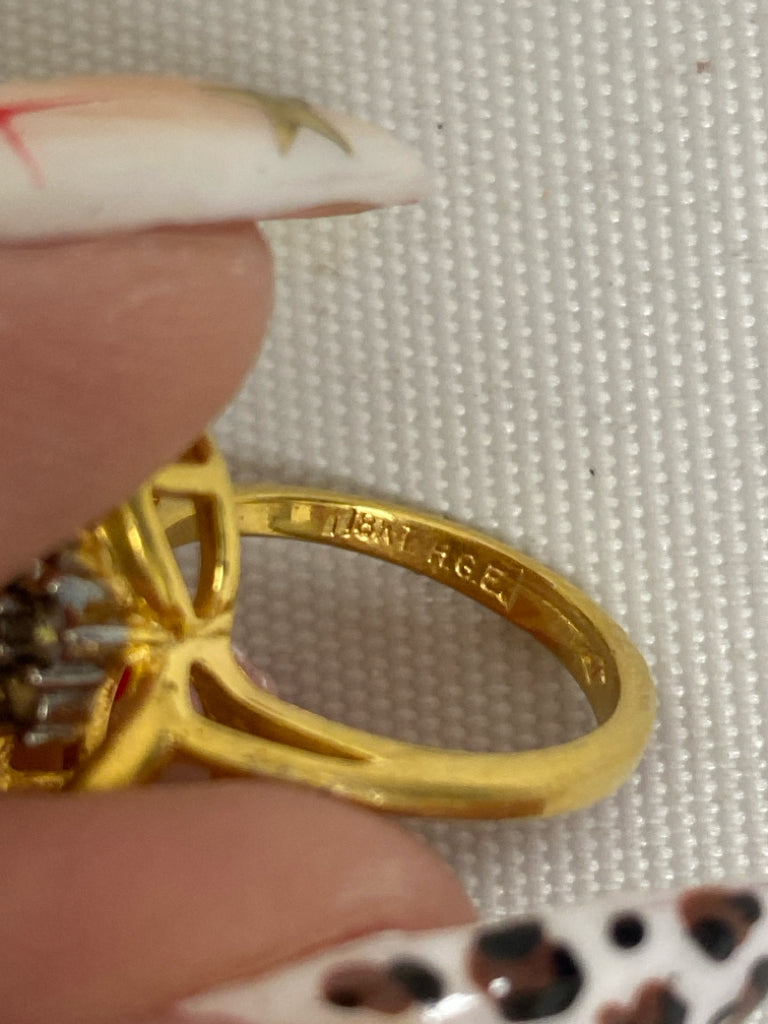 Gold Clear Jeweled Ring