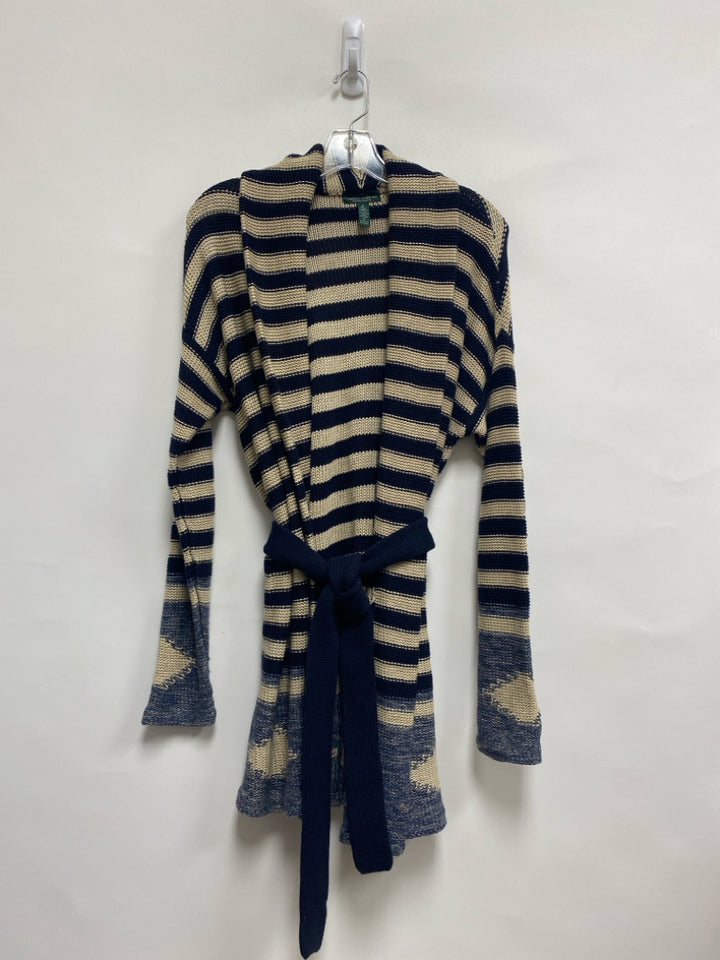 Lauren Ralph Lauren Size S Beige Navy Striped Linen Blend Ladies Sweater