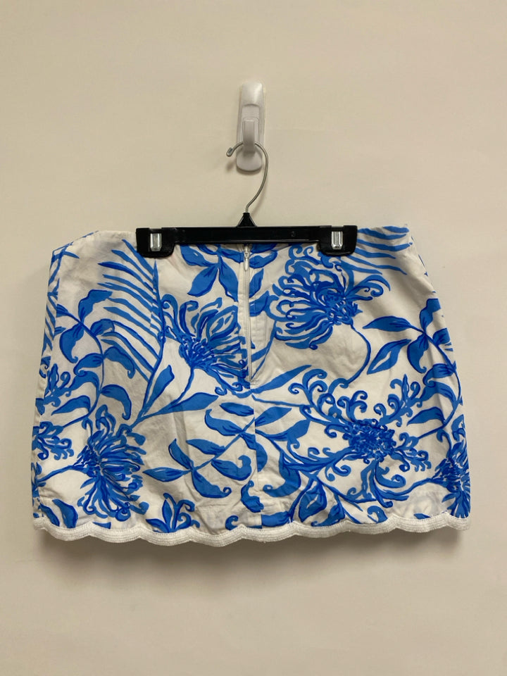 LILLY PULITZER Size 8 White Blue Flowers Ladies Skort
