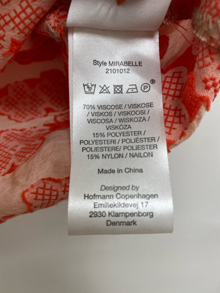 Size S Orange Beige Shapes Button Up Ladies Top