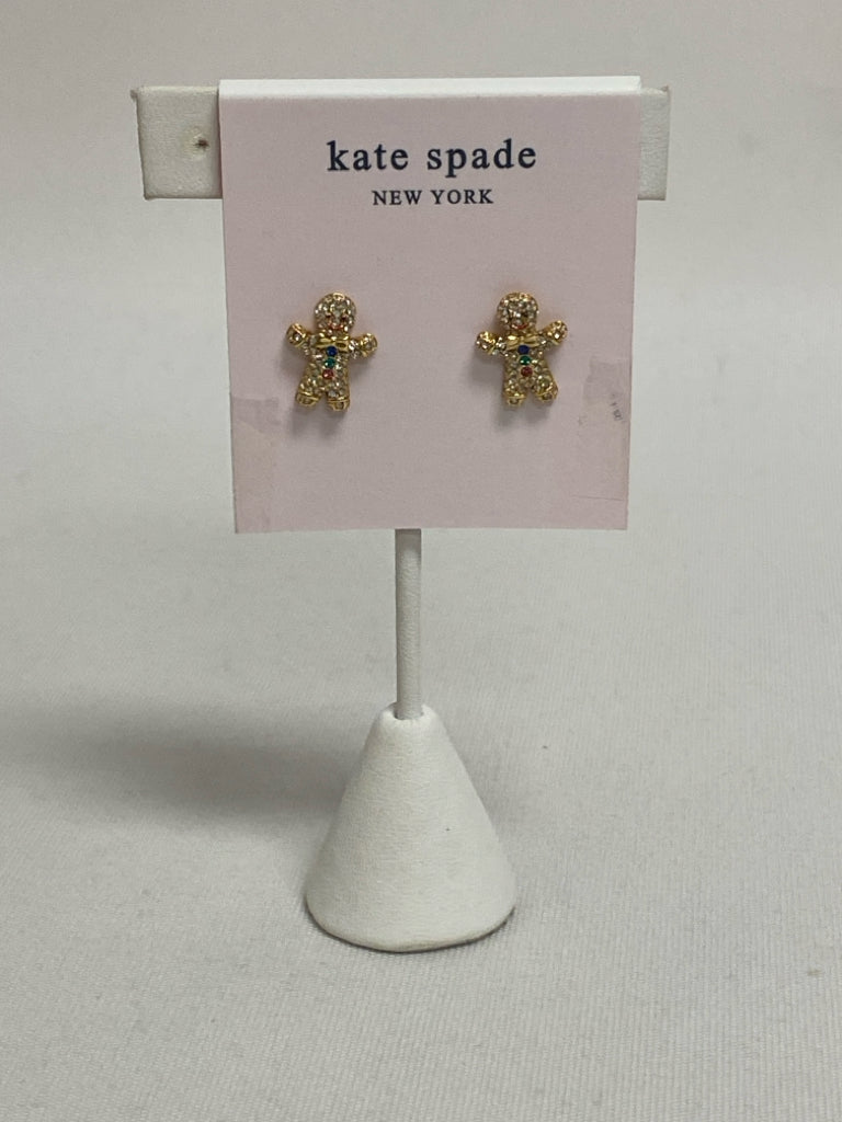 NWT Kate Spade Gold Color Multi Color Gingerbread Man Earrings