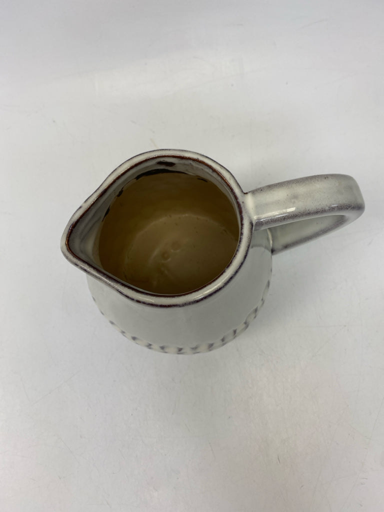 Cream/Brown Thumbprint Ceramic Pitcher