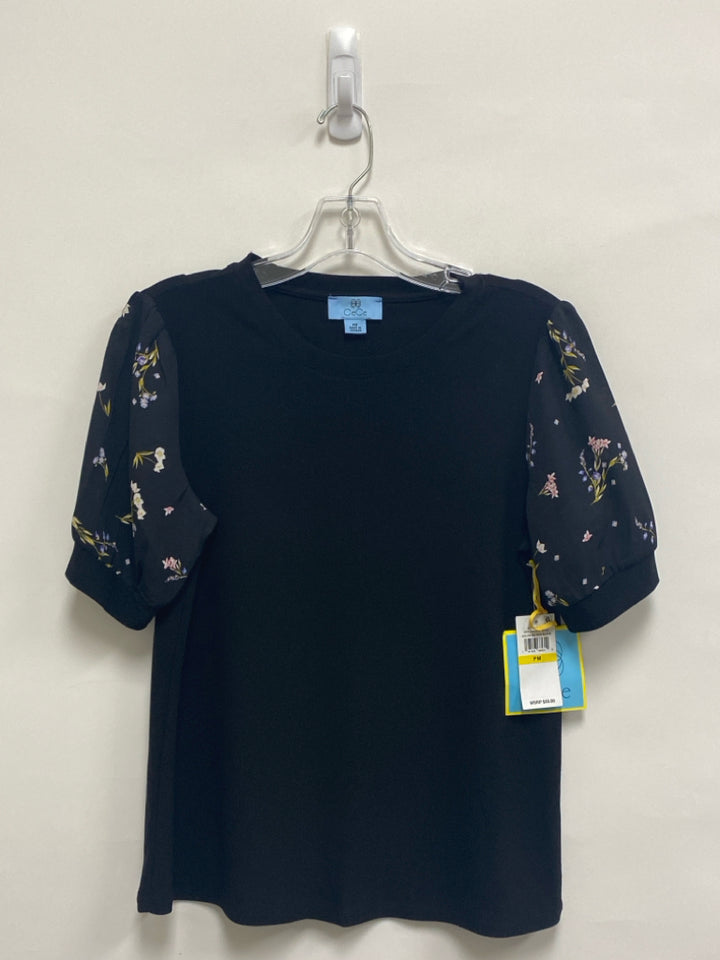 NWT CeCe Size MP Black Petite Top