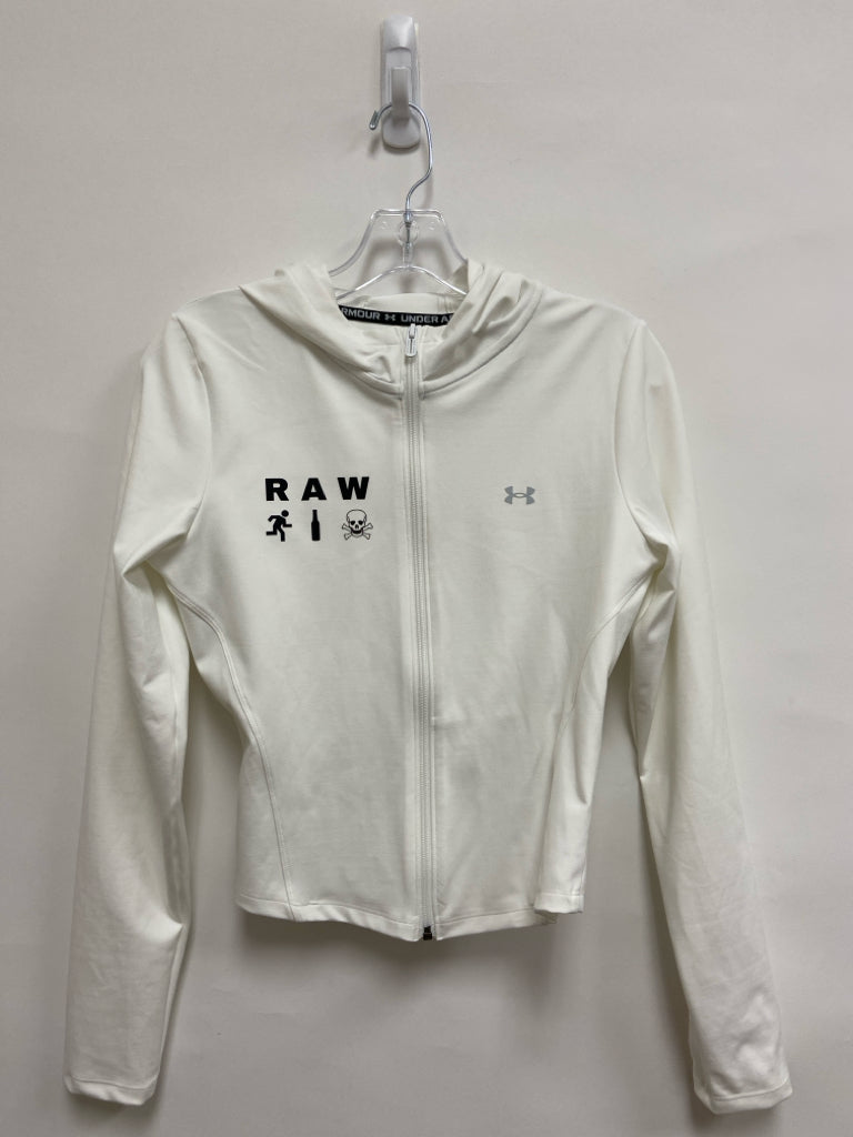 Under Armour Size M White Zip Down Hooded Athletic Jacket
