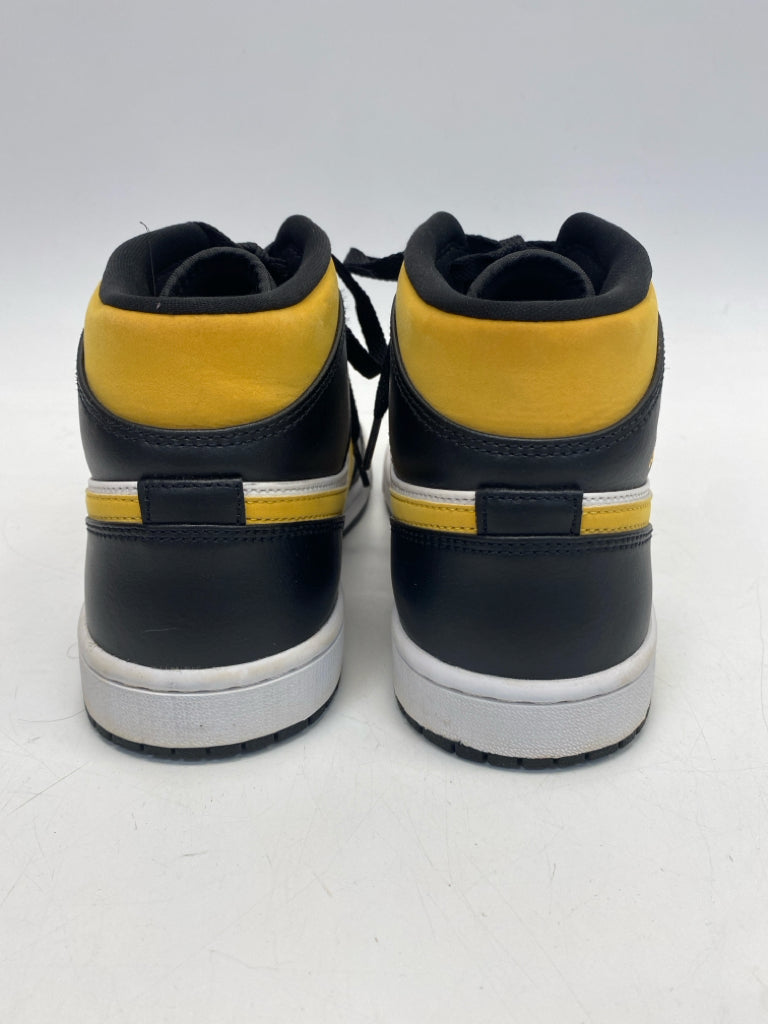 Nike Size 8.5 White/Black Yellow Lace-Up Men&