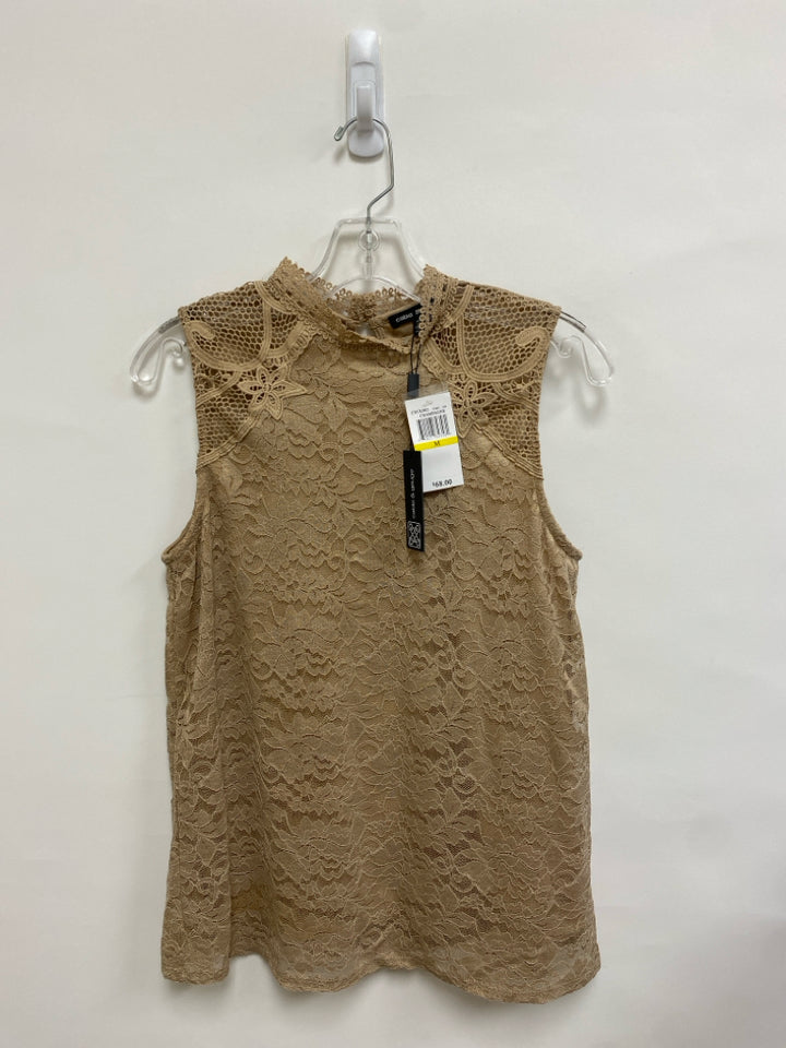NWT Cable&amp;Gauge Size M Tan Lace Sleeveless Ladies Top