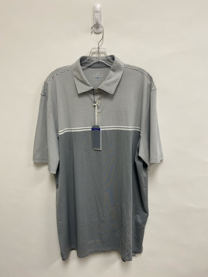 NWT Southern Tide Size XXL Gray White Striped Polo Men&