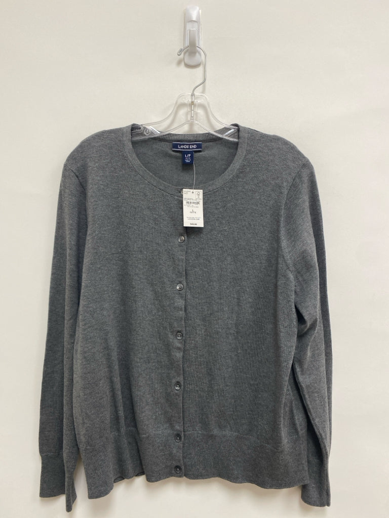 NWT Lands End Size LP Dark Gray Heather Cardigan Petite Sweater