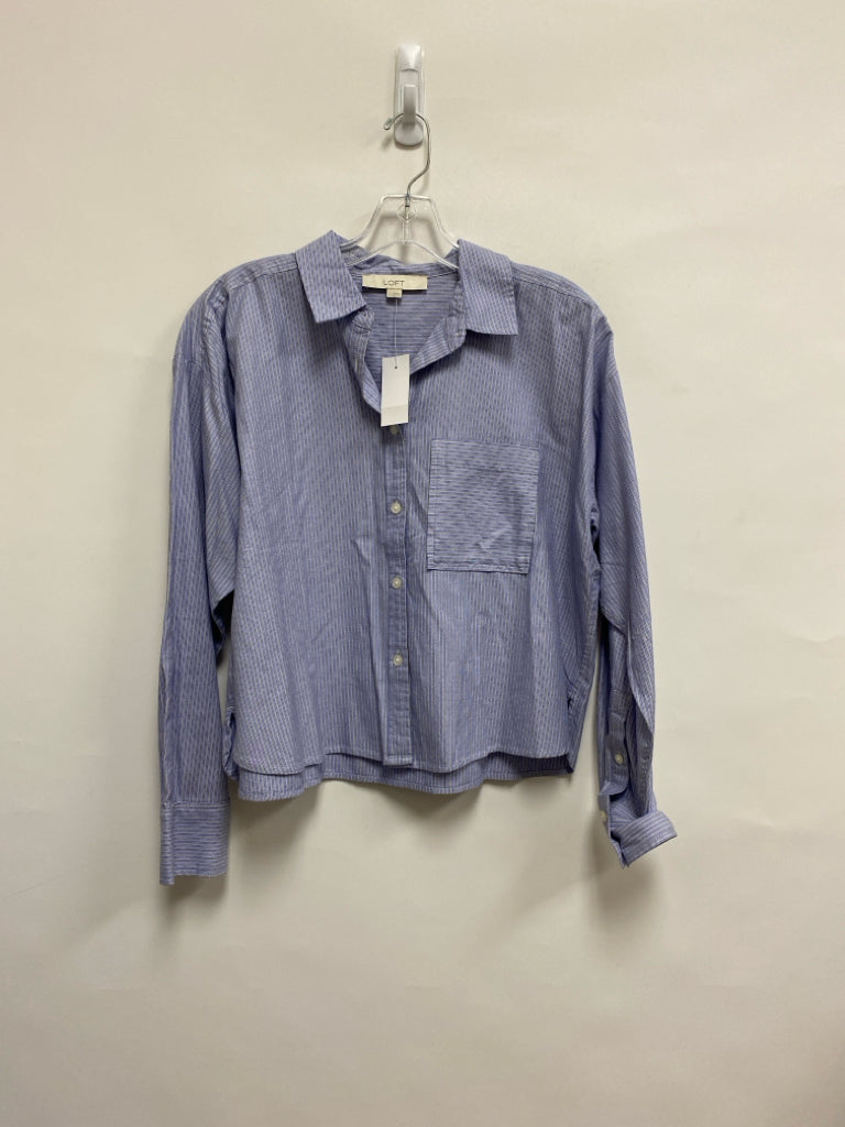 NWT LOFT Size S Blue/White Stripes Button Up Ladies Top