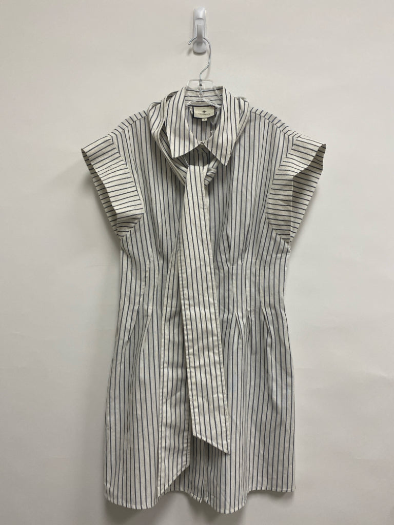 TUCKERNUCK Size S White Black Striped Linen Ladies Dress
