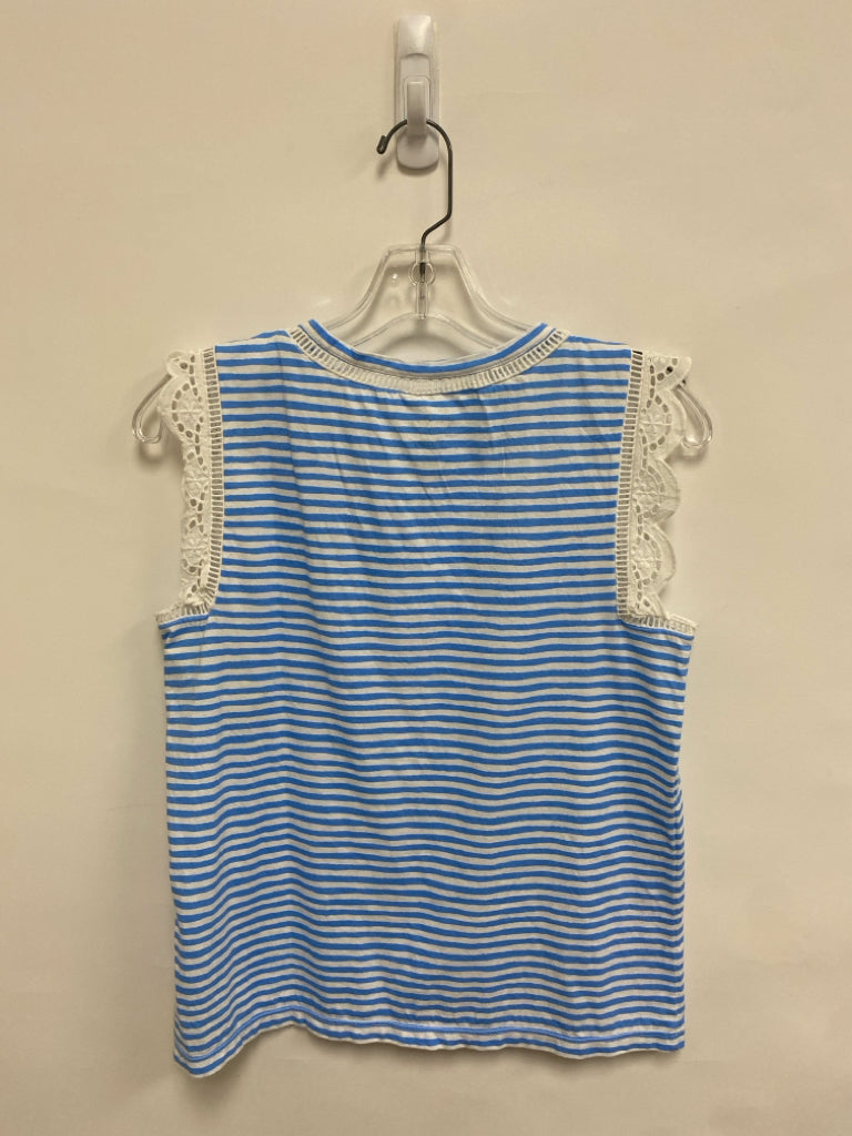 LILLY PULITZER Size S White Powder Blue Stripes Sleeveless Ladies Top
