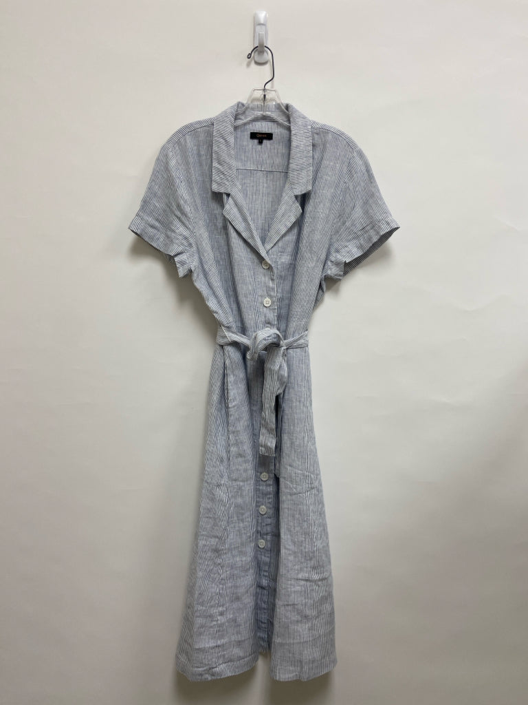 Quince Size L White/Blue Stripes Button Up Linen Ladies Dress