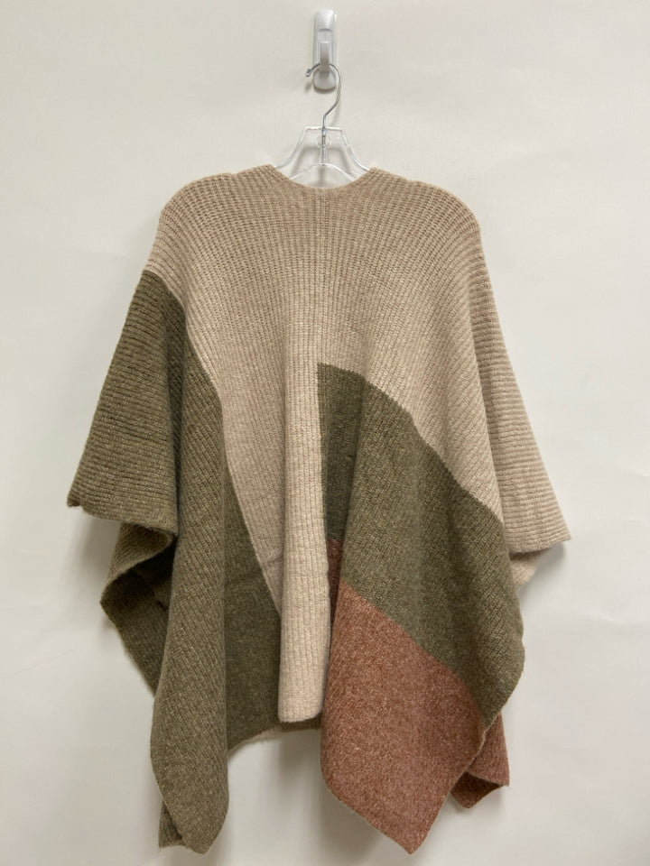 Max Studio Size OSFA Beige Brown Color Block Cape Ladies Sweater