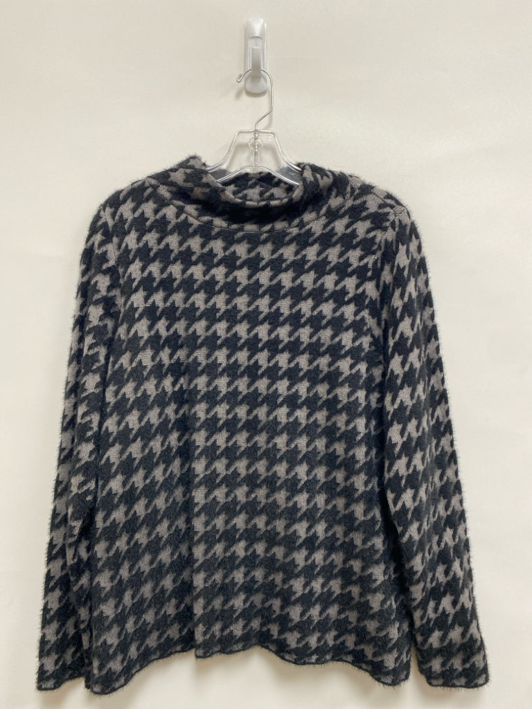 J Jill Size L Gray Black Houndstooth Ladies Sweater