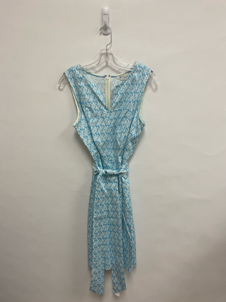 Boden Size 10 Aqua White Print Sleeveless Ladies Dress