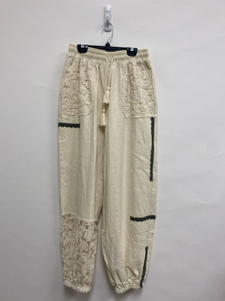 Size S Cream Embroidered Ladies Pants