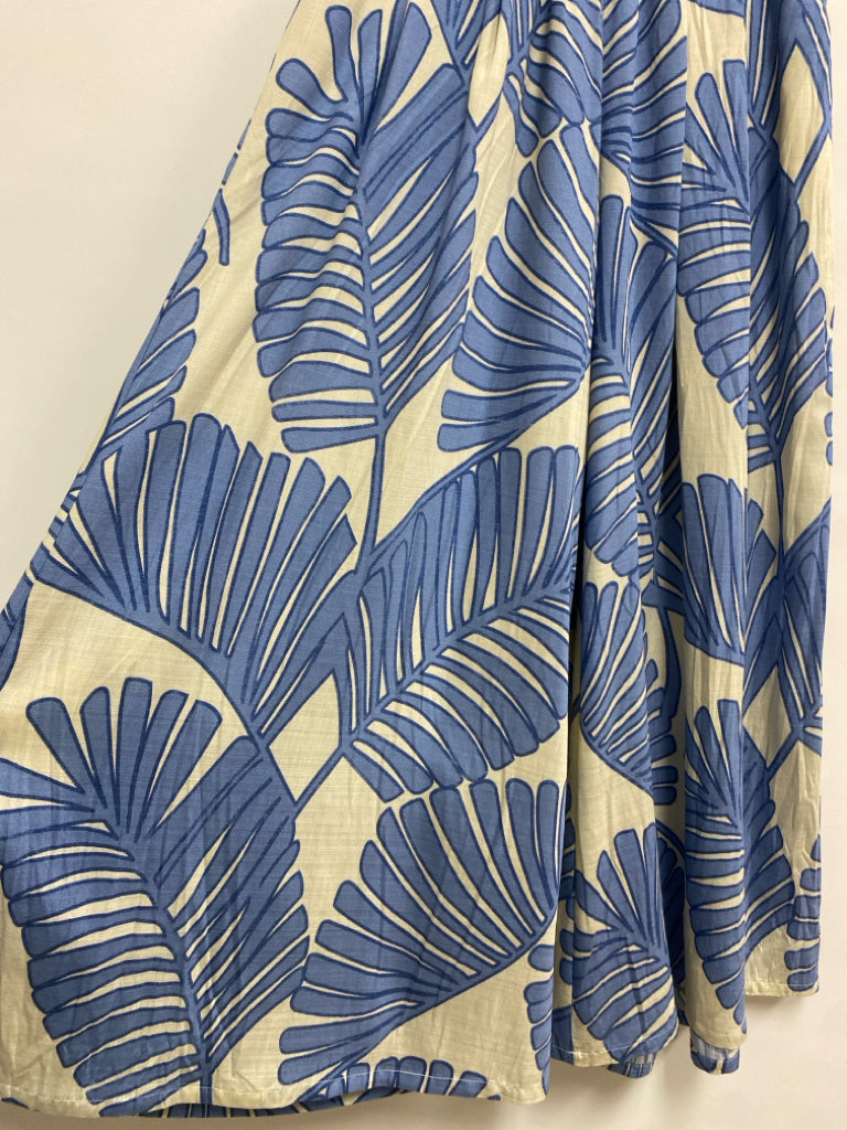 Umgee Size XS Cream Blue Leaves Wide Leg Ladies Pants
