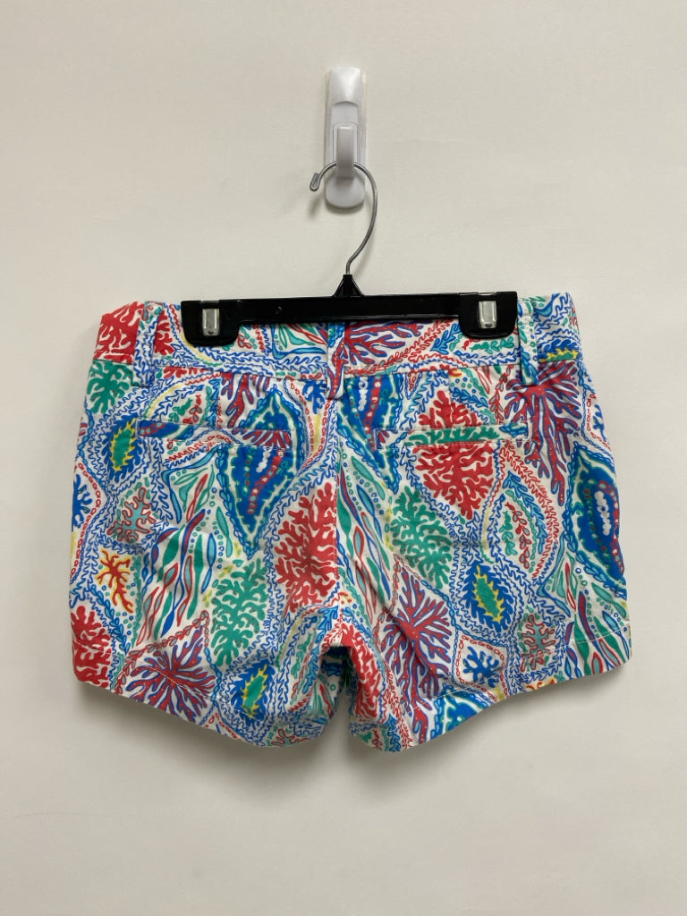 LILLY PULITZER Size 00 Red/Blue Aqua/Yellow Sea Coral Ladies Shorts