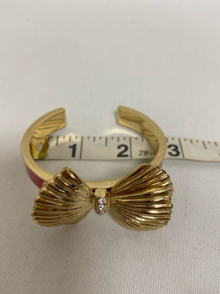 LILLY PULITZER Gold Color Hot Pink Bows Bracelet