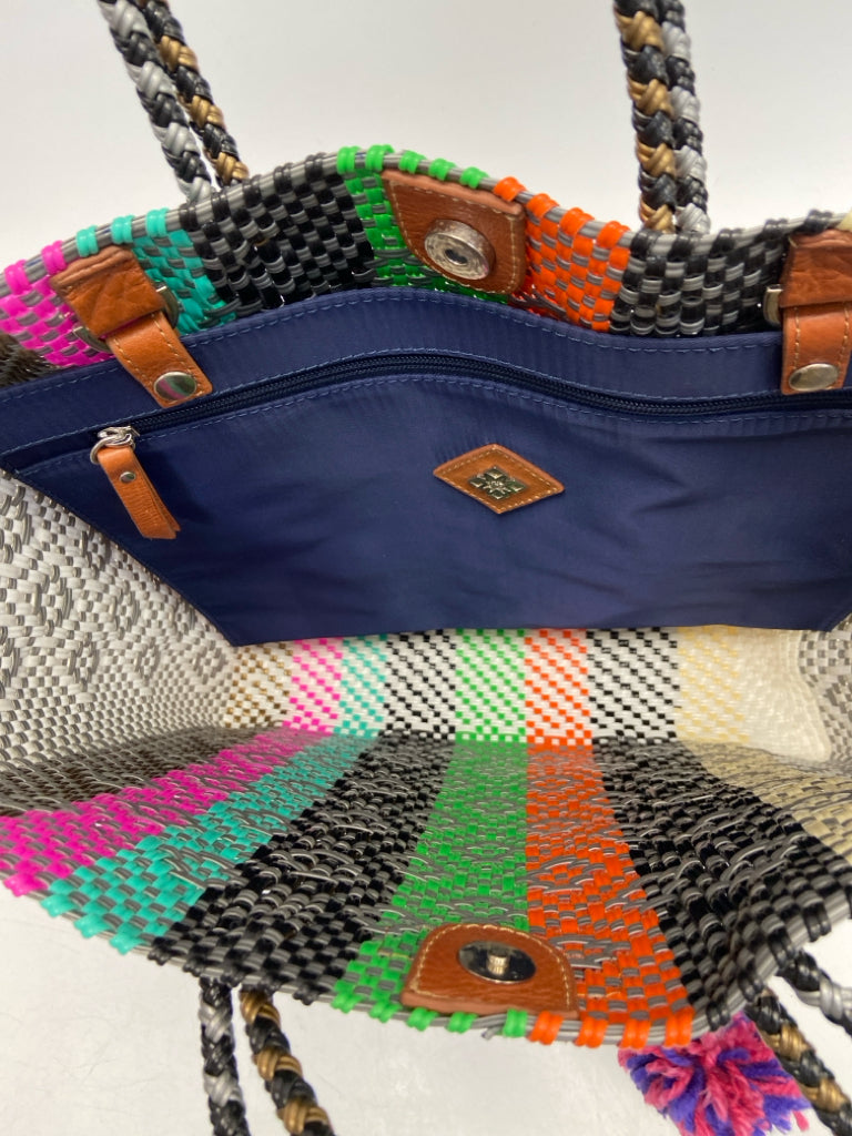 Tin Marin Multi-Color Woven Plastic Tote Bag