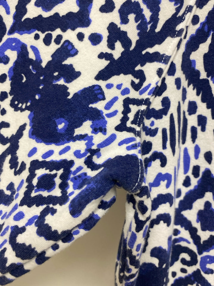 LILLY PULITZER Size L White Navy/Blue Elephant(s) Quarter Zip Ladies Jacket