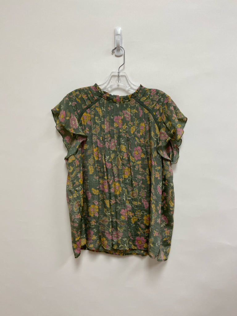 Nanette Lepore Size L Sage Pink/Orange Floral Ladies Top